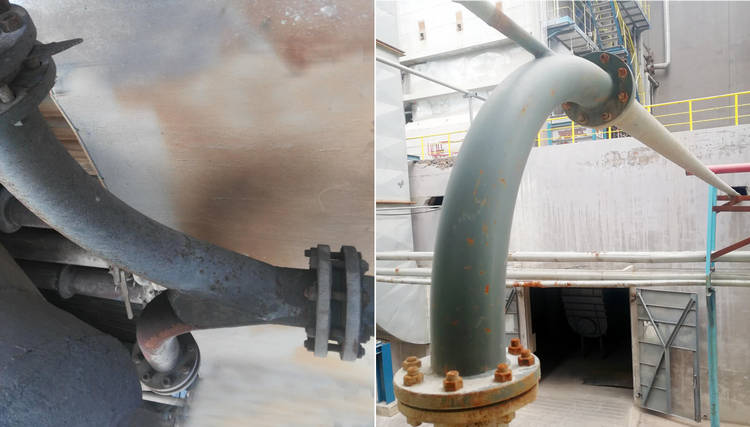 欧亚国际牌耐磨陶瓷输灰管道的乐成案例