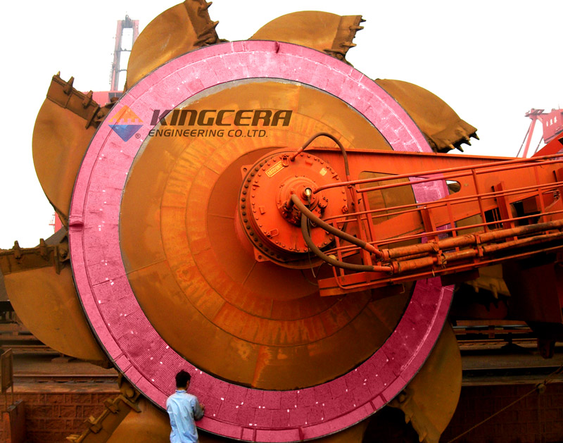 欧亚国际耐磨陶瓷应用于斗轮机圆盘